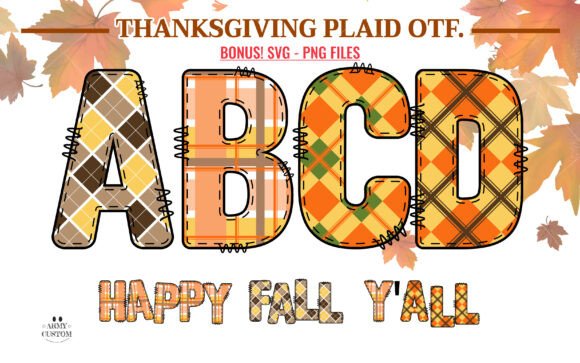 Embrace Autumn's Charm with the Fall Plaid Bundle Army Typeface
